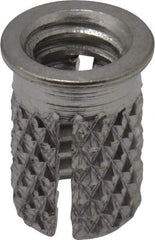 E-Z LOK - 1/4-20 UNC Grade 303 Stainless Steel Flanged Press Fit Threaded Insert for Plastic - 1/2" OAL, 0.326" Insert Diam, 5/16" Hole Diam, 5/16" Drill - Americas Industrial Supply