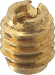 E-Z LOK - M3x0.5, Brass Knife Insert - 1/4" Drill, 1/4" Hole Diam, 3/8" Long, 1/2" Min Grip, M3 Hex - Americas Industrial Supply