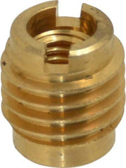 E-Z LOK - M6x1, Brass Knife Insert - 3/8" Drill, 3/8" Hole Diam, 1/2" Long, 5/8" Min Grip, M6 Hex - Americas Industrial Supply