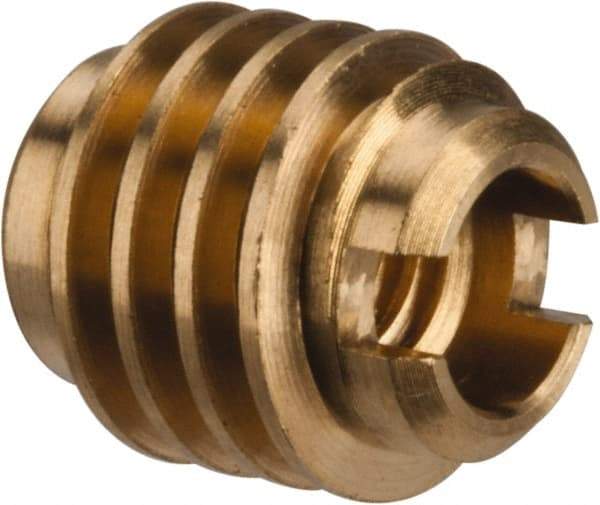 E-Z LOK - #8-32, Brass Knife Insert - 1/4" Drill, 1/4" Hole Diam, 3/8" Long, 1/2" Min Grip - Americas Industrial Supply