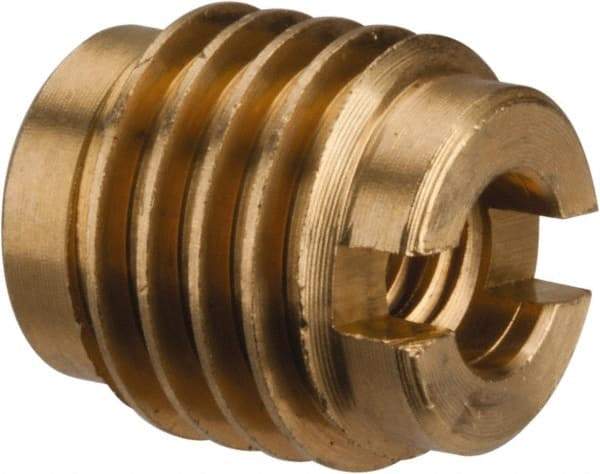 E-Z LOK - #10-24, Brass Knife Insert - 3/8" Drill, 3/8" Hole Diam, 1/2" Long, 0.6" Min Grip - Americas Industrial Supply