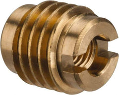 E-Z LOK - #10-32, Brass Knife Insert - 3/8" Drill, 3/8" Hole Diam, 1/2" Long, 0.6" Min Grip - Americas Industrial Supply