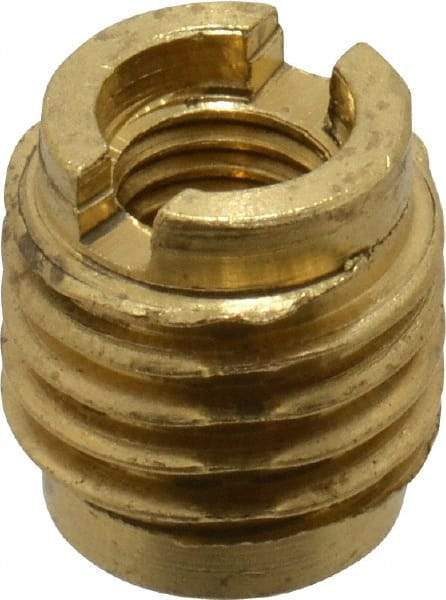 E-Z LOK - 1/4-28, Brass Knife Insert - 3/8" Drill, 3/8" Hole Diam, 1/2" Long, 0.6" Min Grip - Americas Industrial Supply