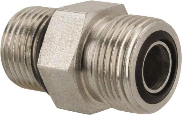 Parker - 1/2" OD, Steel Straight Thread Connector - 9,200 Max Working psi, 7/8" Hex, O-Ring Face Seal/SAE-ORB Ends - Americas Industrial Supply