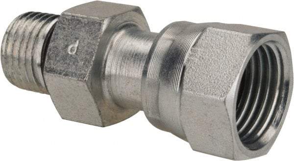 Parker - 3/8" OD, Steel Straight Thread Swivel Connector - 9,200 Max Working psi, 3/4" Hex, O-Ring Face Seal/SAE-ORB Ends - Americas Industrial Supply
