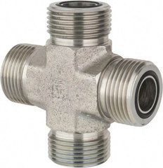 Parker - 3/4" OD, Steel Union Cross - 6,000 Max Working psi, 1-3/16" Hex, O-ring Face Seal Ends - Americas Industrial Supply
