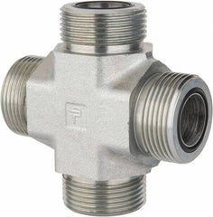 Parker - 1" OD, Steel Union Cross - 6,000 Max Working psi, 1-5/8" Hex, O-ring Face Seal Ends - Americas Industrial Supply