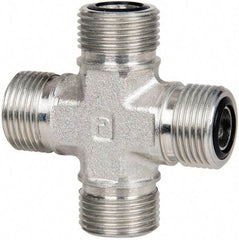 Parker - 1/2" OD, Steel Union Cross - 9,200 Max Working psi, 3/4" Hex, O-ring Face Seal Ends - Americas Industrial Supply