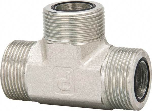 Parker - 1" OD, Steel Union Tee - 6,000 Max Working psi, 1-7/16" Hex, O-ring Face Seal Ends - Americas Industrial Supply