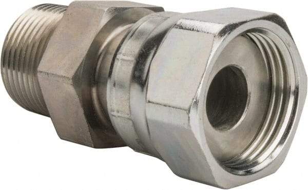 Parker - 3/4" OD, Steel Pipe Thread Swivel Connector - 5,500 Max Working psi, 1-1/4" Hex, O-Ring Face Seal/NPTF Ends - Americas Industrial Supply