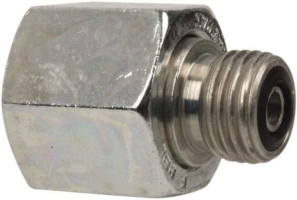 Parker - 1/2 x 1/4" OD, Steel Tube End Reducer - 9,200 Max Working psi, O-ring Face Seal Ends - Americas Industrial Supply