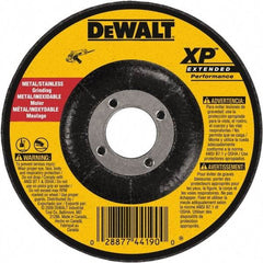 DeWALT - 24 Grit, 5" Wheel Diam, 1/4" Wheel Thickness, 7/8" Arbor Hole, Type 27 Depressed Center Wheel - Zirconia Alumina, Resinoid Bond, 12,200 Max RPM, Compatible with Angle Grinder - Americas Industrial Supply