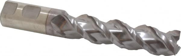 Minicut International - 1" Diam, 4" LOC, 3 Flute Powdered Metal 45° Corner Chamfer Roughing End Mill - TiCN Finish, 6-1/2" OAL, 1" Shank Diam, Single End, Centercutting, 43.5° Helix - Americas Industrial Supply