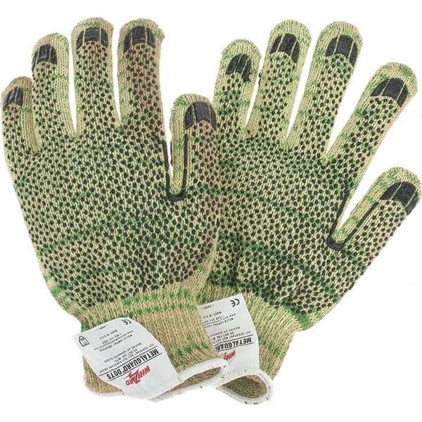 Whizard - Size L, ANSI Cut Lvl A6, Cut Resistant Gloves - Palm & Fingertips Coated, Yellow/Green - Americas Industrial Supply
