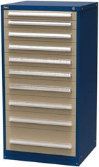 Vidmar - 10 Drawer, Modular Storage Cabinet - Steel, 30" Wide x 27-3/4" Deep x 59" High, Blue & Beige - Americas Industrial Supply