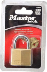 Master Lock - 7/8" Shackle Clearance, Keyed Alike Solid Brasss Padlock - 1/4" Shackle Diam, Solid Brass - Americas Industrial Supply