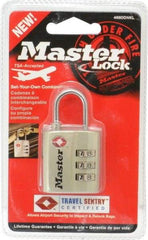 Master Lock - 3/4" Shackle Clearance, Keyed Different Luggage Lock Padlock - 1/8" Shackle Diam, Metal - Americas Industrial Supply