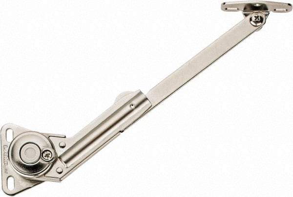 Sugatsune - 8-1/2" OAL x 7/8" Wide, 60 Lb/Inch Capacity, Adjustable Soft Down Stay - Right Side, 5mm Mounting Hole Diam, 105° Max Opening, Nickel Plated Steel & Zinc Alloy - Americas Industrial Supply