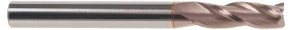 SGS - 11/16", 1-3/8" LOC, 3/4" Shank Diam, 4" OAL, 3 Flute, Solid Carbide Square End Mill - Single End, TiCN Finish, Spiral Flute, 30° Helix, Centercutting, Right Hand Cut, Right Hand Flute, Series 5 - Americas Industrial Supply