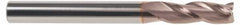 SGS - 11/16", 1-3/8" LOC, 3/4" Shank Diam, 4" OAL, 3 Flute, Solid Carbide Square End Mill - Single End, TiCN Finish, Spiral Flute, 30° Helix, Centercutting, Right Hand Cut, Right Hand Flute, Series 5 - Americas Industrial Supply