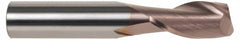 SGS - 1/8", 3/8" LOC, 1/8" Shank Diam, 1-1/2" OAL, 2 Flute, Solid Carbide Square End Mill - Single End, TiCN Finish, Spiral Flute, 30° Helix, Centercutting, Right Hand Cut, Right Hand Flute, Series 3 - Americas Industrial Supply