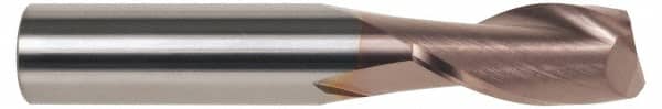 SGS - 11/16", 1-3/8" LOC, 3/4" Shank Diam, 4" OAL, 2 Flute, Solid Carbide Square End Mill - Single End, TiCN Finish, Spiral Flute, 30° Helix, Centercutting, Right Hand Cut, Right Hand Flute, Series 3 - Americas Industrial Supply