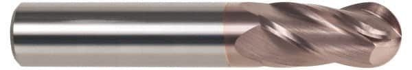SGS - 3/4" Diam, 1-1/2" LOC, 4 Flute Solid Carbide Ball End Mill - TiCN Finish, Single End, 4" OAL, 3/4" Shank Diam, Spiral Flute - Americas Industrial Supply