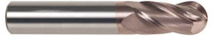 SGS - 3/4" Diam, 1-1/2" LOC, 4 Flute Solid Carbide Ball End Mill - TiCN Finish, Single End, 4" OAL, 3/4" Shank Diam, Spiral Flute - Americas Industrial Supply