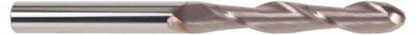 SGS - 5/8" Diam, 3" LOC, 2 Flute Solid Carbide Ball End Mill - TiCN Finish, Single End, 6" OAL, 5/8" Shank Diam, Spiral Flute - Americas Industrial Supply