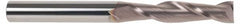 SGS - 3/4", 2-1/4" LOC, 3/4" Shank Diam, 5" OAL, 2 Flute, Solid Carbide Square End Mill - Single End, TiCN Finish, Spiral Flute, 30° Helix, Centercutting, Right Hand Cut, Right Hand Flute, Series 3L - Americas Industrial Supply