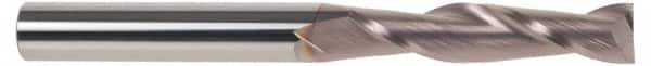 SGS - 5/8", 2-1/4" LOC, 5/8" Shank Diam, 5" OAL, 2 Flute, Solid Carbide Square End Mill - Single End, TiCN Finish, Spiral Flute, 30° Helix, Centercutting, Right Hand Cut, Right Hand Flute, Series 3L - Americas Industrial Supply