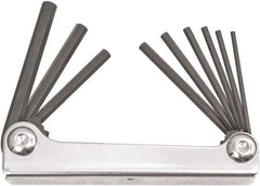 Bondhus - 9 Piece Fold-Up Hex Key Set - Hex Range 5/64 to 1/4", 6.63" OAL, Protanium High Torque Steel - Americas Industrial Supply