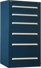 Vidmar - 6 Drawer, Modular Storage Cabinet - Steel, 30" Wide x 27-3/4" Deep x 59" High, Dark Blue - Americas Industrial Supply