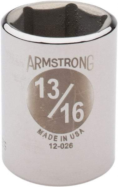 Armstrong - 13/16", 1/2" Drive, Standard Hand Socket - 6 Points, 1-29/64" OAL - Americas Industrial Supply