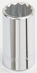 Armstrong - 1/2" Drive, Standard Hand Socket - 12 Points, 1-15/32" OAL, Chrome Finish - Americas Industrial Supply