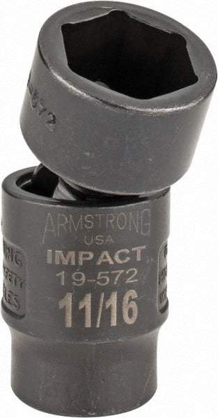 Armstrong - 3/8" Drive 11/16" Standard Universal Impact Socket - 6 Points, 2-11/32" OAL - Americas Industrial Supply