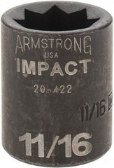 Armstrong - 1/2" Drive 11/16" Standard Impact Socket - 1-1/2" OAL - Americas Industrial Supply