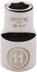 Armstrong - 1/2" Drive, Standard Hand Socket - 6 Points, 1-1/2" OAL, Chrome Finish - Americas Industrial Supply