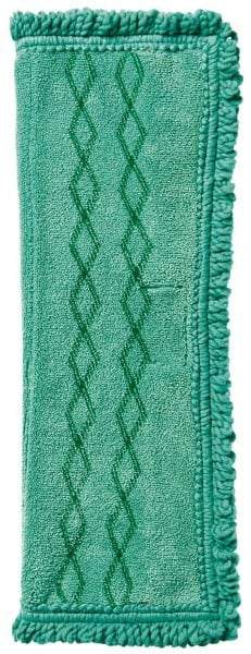 Rubbermaid - 19-1/2" Long x 14" Wide Microfiber Dust Mop Pad - Quick Connect, Green, Fringed Head - Americas Industrial Supply