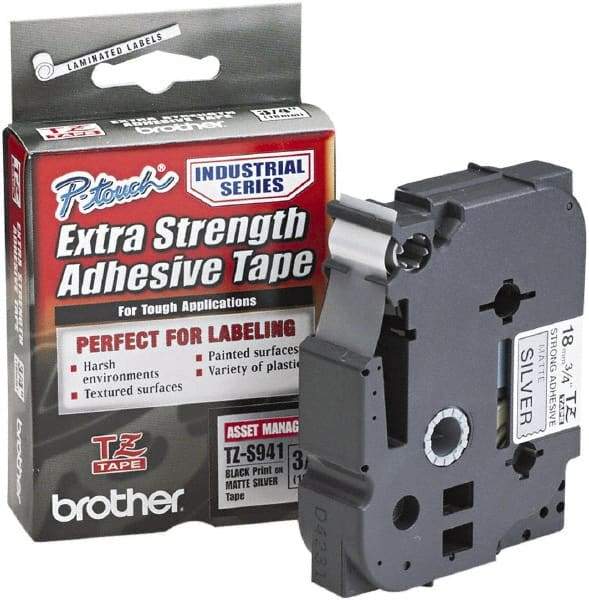 Brother - 3/4" Wide, Silver Tape Cassette - For Label Maker - Americas Industrial Supply