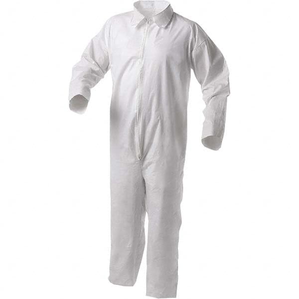 KleenGuard - Size S Film Laminate General Purpose Coveralls - White, Zipper Closure, Serged Seams - Americas Industrial Supply