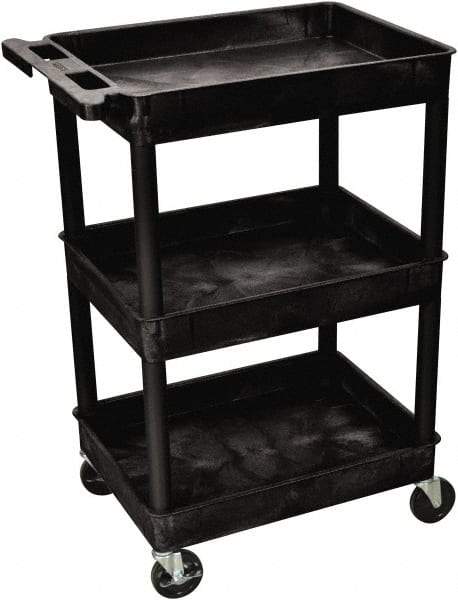 Luxor - 300 Lb Capacity, 24" Wide x 18" Long x 38" High Shelf Cart - 3 Shelf, Plastic - Americas Industrial Supply