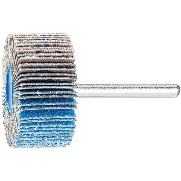 PFERD - 1-1/2" Diam x 1" Face Width, Aluminum Oxide Coated Mounted Flap Wheel - 1/4" Shank Mount, 80 Grit, 25,000 Max RPM - Americas Industrial Supply