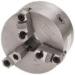 Bison - 3 Jaws, 6" Diam, Self Centering Manual Lathe Chuck - D1-5 Mount Spindle, Reversible, 4,500 Max RPM, 1.6535" Through Hole Diam, 0.0008" Axial Runout, 0.0012" Radial Runout, Forged Steel - Americas Industrial Supply