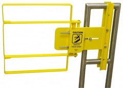 FabEnCo - Powder Coated Carbon Steel Self Closing Rail Safety Gate - Fits 25 to 27-1/2" Clear Opening, 27-1/2" Wide x 22" Door Height, 44 Lb, Yellow - Americas Industrial Supply