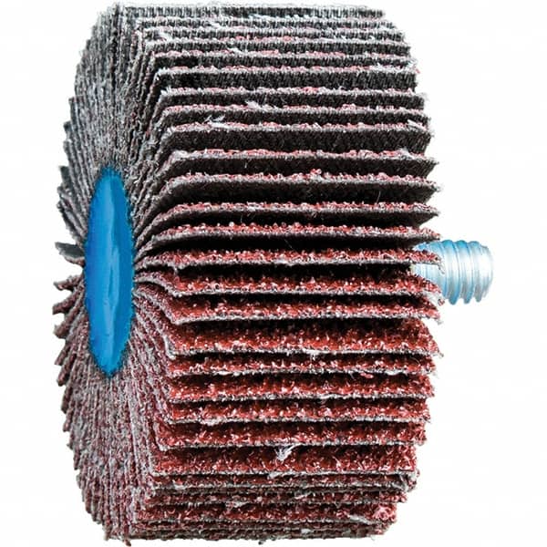 PFERD - 2" Diam x 1" Face Width, Aluminum Oxide Coated Mounted Flap Wheel - 1/4-20 Threaded Mount, 40 Grit, 23,000 Max RPM - Americas Industrial Supply