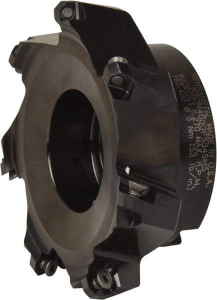 Kennametal - 4" Cut Diam, 1-1/4" Arbor Hole, 3.5mm Max Depth of Cut, 43° Indexable Chamfer & Angle Face Mill - 7 Inserts, OF.T 06L5... Insert, Right Hand Cut, 7 Flutes, Series KSOM Mini - Americas Industrial Supply