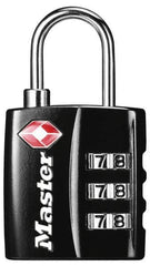 Master Lock - 3/4" Shackle Clearance, Keyed Different Luggage Lock Padlock - 1/8" Shackle Diam, Metal - Americas Industrial Supply