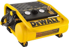 DeWALT - 0.3 HP, 0.6 CFM H, Carry Electric Oil Free Compressor - 1.0 Gallon Tank, 2.6 Amp, 135 Max psi, 120V - Americas Industrial Supply