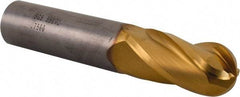 SGS - 3/4" Diam, 1-1/2" LOC, 4 Flute Solid Carbide Ball End Mill - TiN Finish, Single End, 4" OAL, 3/4" Shank Diam, Spiral Flute - Americas Industrial Supply